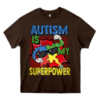 Chocolate Brown Autism is my superpower Autism Awareness Day Heavy Core Tee - FaDigitalArtStudio