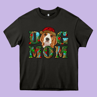 Christmas Dog Mom Beagle Heavy Core Tee Designed By Ranaportraitstore