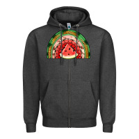 Charcoal Heather watermelon rainbow Zipper Hoodie - Jasminsmagicworld