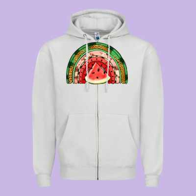 Watermelon Rainbow Zipper Hoodie Designed By Jasminsmagicworld
