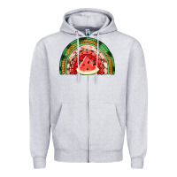 Heather Grey watermelon rainbow Zipper Hoodie - Jasminsmagicworld