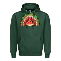 Sports Green watermelon rainbow Zipper Hoodie - Jasminsmagicworld