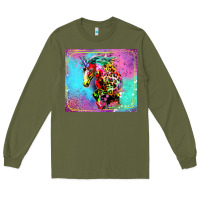 Army Green Colorful Unicorn Horse Long Sleeve Tee - LillyAllenDesigns