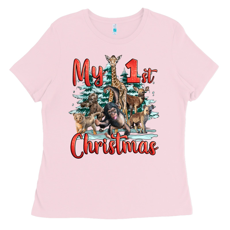 My First Christmas Baby Safari Animals Ladies Tee by LillyAllenDesigns | Teevron