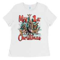 White my first christmas baby safari animals Ladies Tee - LillyAllenDesigns