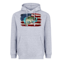 Heather Grey American Flag Fish Heavyweight Hoodie - Jasminsmagicworld