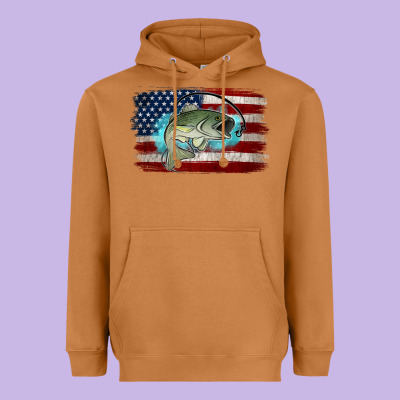 American Flag Fish Heavyweight Hoodie Designed By Jasminsmagicworld