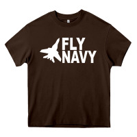 Chocolate Brown fly navy Heavy Core Tee - DesigneFamous