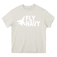 Cream fly navy Heavy Core Tee - DesigneFamous