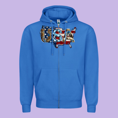 Usa American Flag Background Zipper Hoodie Designed By Jasminsmagicworld