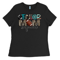 Black senior mom squad football design Ladies Tee - CowhideDigitalArt