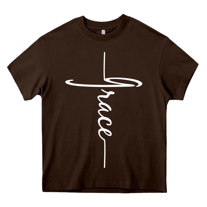 Grace   Christian Faith Cross Script Baptism Gift Heavy Core Tee by DesigneFamous | Teevron