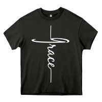Asphalt grace   christian faith cross script baptism gift Heavy Core Tee - DesigneFamous