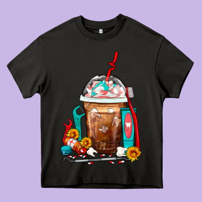 Dentist Frappe Coffee Heavy Core Tee Designed By Fadigitalartstudio