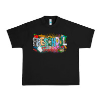 Black Precschool Teacher Urban Heavy Tee - CowhideDigitalArt