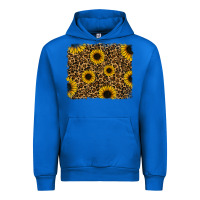 Cobalt leopard sunflowers background Urban Hoodie - RanaPortraitStore