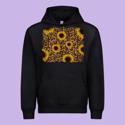 Leopard Sunflowers Background Urban Hoodie Designed By Ranaportraitstore