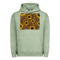 Pigment Oil Green leopard sunflowers background Urban Hoodie - RanaPortraitStore