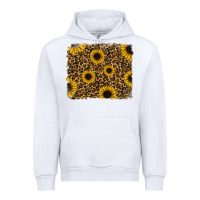 White leopard sunflowers background Urban Hoodie - RanaPortraitStore
