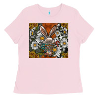 Bubblegum Pink bunny Easter Ladies Tee - CowhideDigitalArt