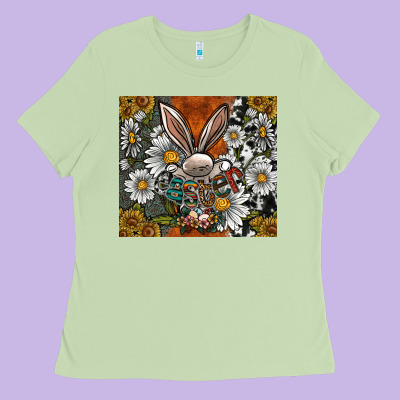 Bunny Easter Ladies Tee Designed By Cowhidedigitalart
