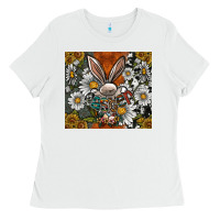 White bunny Easter Ladies Tee - CowhideDigitalArt