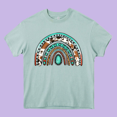 Western Rainbow Heavy Core Tee Designed By Jasminsmagicworld