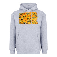 Heather Grey School Bus Pattern Heavyweight Hoodie - Jasminsmagicworld