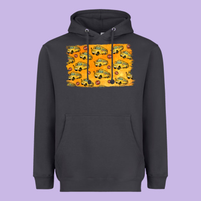School Bus Pattern Heavyweight Hoodie Designed By Jasminsmagicworld