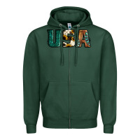 Sports Green usa basic bold font western Zipper Hoodie - Jasminsmagicworld