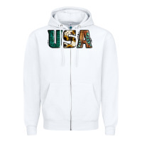 White usa basic bold font western Zipper Hoodie - Jasminsmagicworld