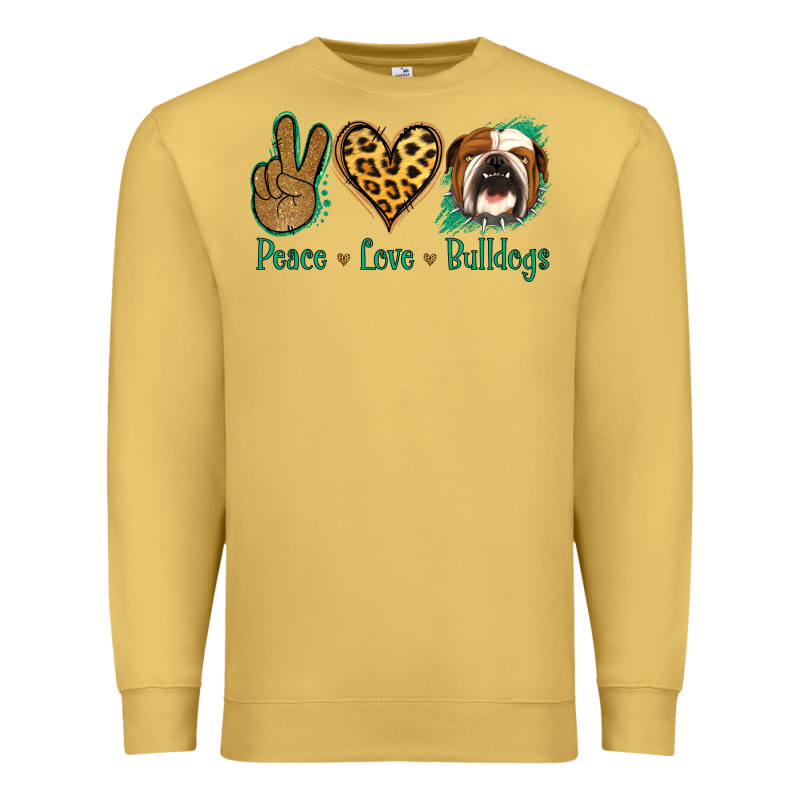 Peace Love Bulldog Premium Sweatshirt by Jasminsmagicworld | Teevron