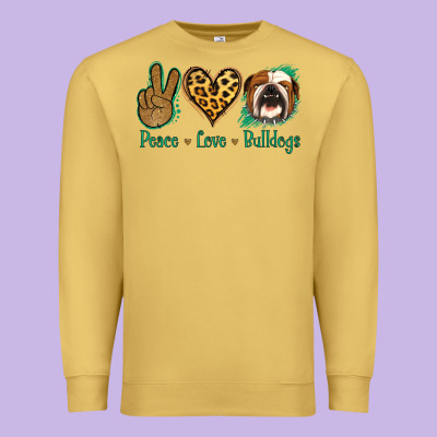 Peace Love Bulldog Premium Sweatshirt Designed By Jasminsmagicworld