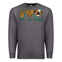 Charcoal Heather Peace Love Bulldog Premium Sweatshirt - Jasminsmagicworld