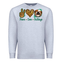 Heather Grey Peace Love Bulldog Premium Sweatshirt - Jasminsmagicworld