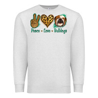 Oatmeal Heather Peace Love Bulldog Premium Sweatshirt - Jasminsmagicworld