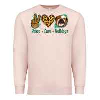 Pale Pink Peace Love Bulldog Premium Sweatshirt - Jasminsmagicworld