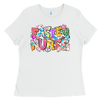 White Easter Nurse Ladies Tee - CowhideDigitalArt
