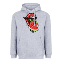 Heather Grey Watermelon Tongue Heavyweight Hoodie - Jasminsmagicworld