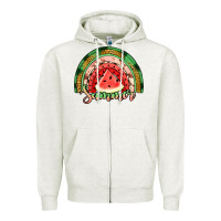 Oatmeal Heather watermelon summer rainbow Zipper Hoodie - Jasminsmagicworld