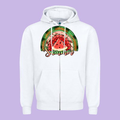 Watermelon Summer Rainbow Zipper Hoodie Designed By Jasminsmagicworld