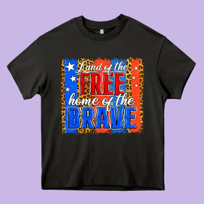 Land Of The Free 4th Of July Brushstroke Heavy Core Tee Designed By Jasminsmagicworld