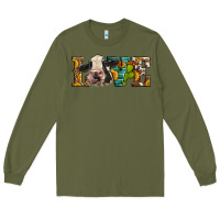Army Green Western Love Holstein Cow Long Sleeve Tee - LillyAllenDesigns