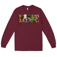 Burgundy Western Love Holstein Cow Long Sleeve Tee - LillyAllenDesigns