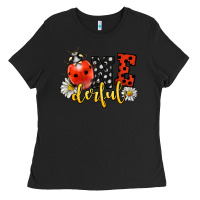 Black onederful wonderful ladybug Ladies Tee - LillyAllenDesigns