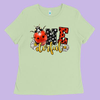 Onederful Wonderful Ladybug Ladies Tee Designed By Lillyallendesigns