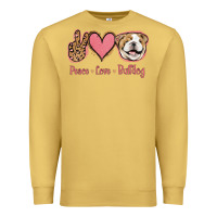 Antique Gold Peace Love Bulldog Premium Sweatshirt - Jasminsmagicworld