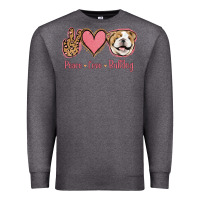 Charcoal Heather Peace Love Bulldog Premium Sweatshirt - Jasminsmagicworld