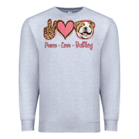 Heather Grey Peace Love Bulldog Premium Sweatshirt - Jasminsmagicworld