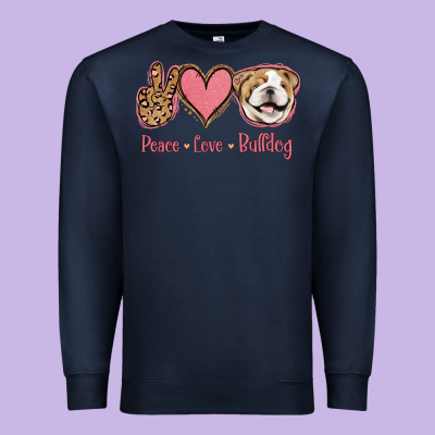 Peace Love Bulldog Premium Sweatshirt Designed By Jasminsmagicworld